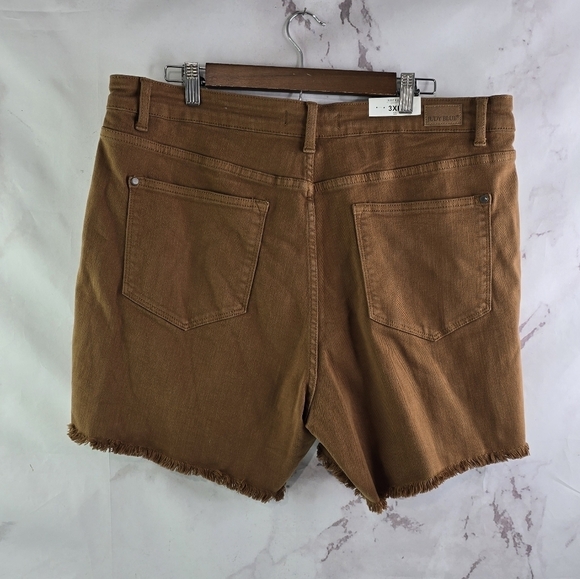 Judy Blue Shorts Womens 3X Brown Denim Jean Mid Cut Off Frayed Brandy Sienna - Picture 6 of 14